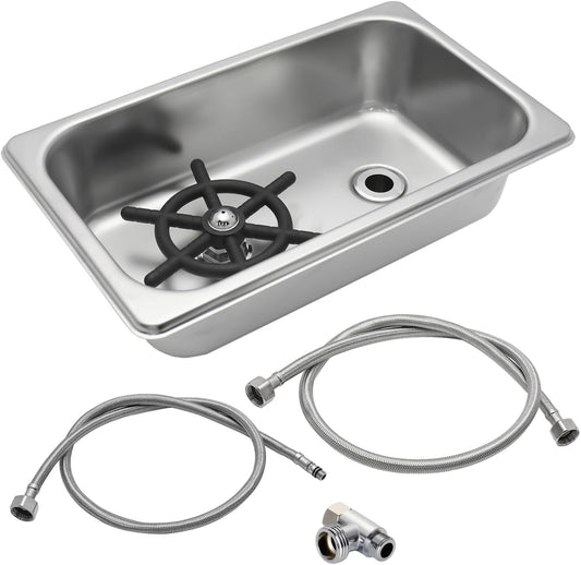 DIBTSA Pitcher Rinser, Automatic Glass Cup Washer, Stainless Steel Coffee Milk Tea Cup Cleaner Sink, for Home Kitchen Hotel