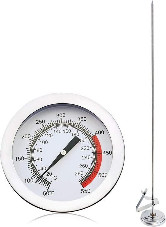 Deep Fryer/Candy/Turkey Thermometer with Clip&15 inch stem - Professional Kitchen Pot Fryer,Stainless Steel Fry Oil
