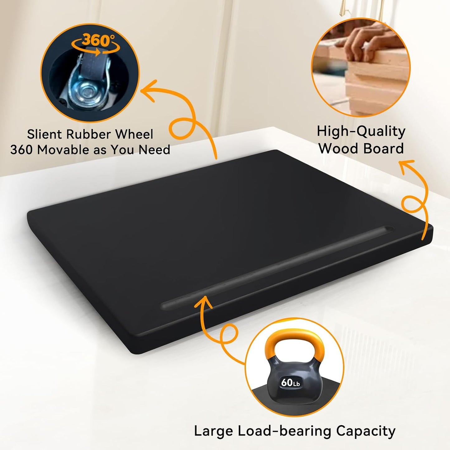 Wood Appliance Slider with 360' Wheels,14.5"D x 9.5"W Sliding Tray for Coffee Maker &amp; Heavy Kitchen Appliances,Countertop Appliance slider for Kitchen Appliance, Premium Wood Rolling Tray,No Assemble