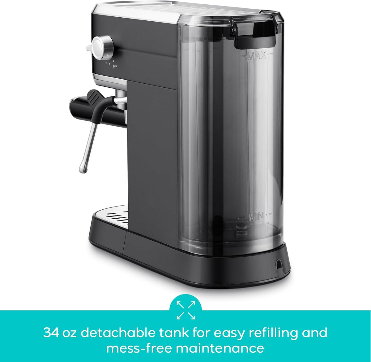 CASABREWS CM5418 Espresso Machine, Espresso Coffee Maker with Steam Wand | Stainless Steel, 20-Bar Pump, Built-in Pressure Gauge, Powerful Steam Wand for Cappuccino Latte for Home, 34oz Water Tank