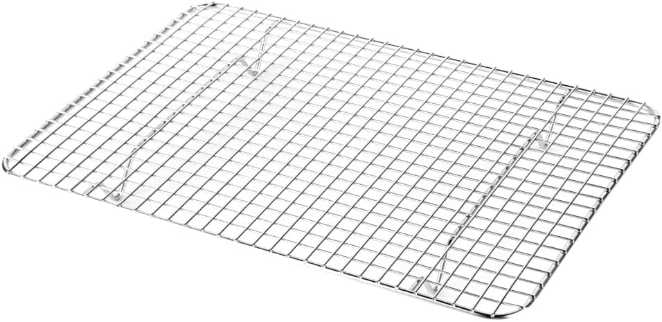 Restaurantware Met Lux 8.5 x 12 Inch Wire Baking Rack 1 Heavy-Duty Oven Wire Rack - Fits Quarter Size Sheet Pan Dishwashable Stainless Steel Cooling Rack Elevated Feet Oven-Ready Up To 575F
