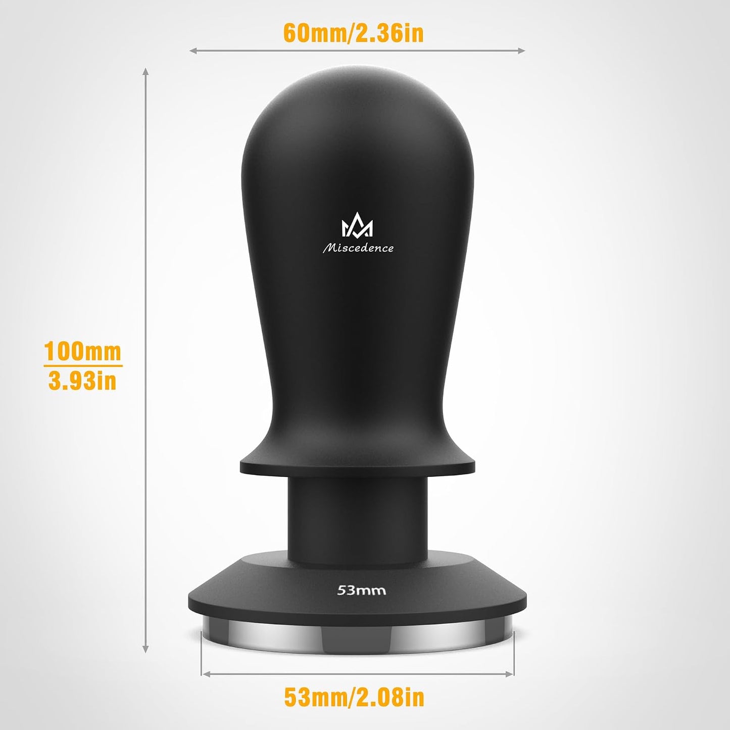 Espresso Tamper 53mm Calibrated Spring Loaded Coffee Tamper with Constant Pressure, Triple Spring Impact Sound Feedback for Barista Home Use (Black, 53mm)