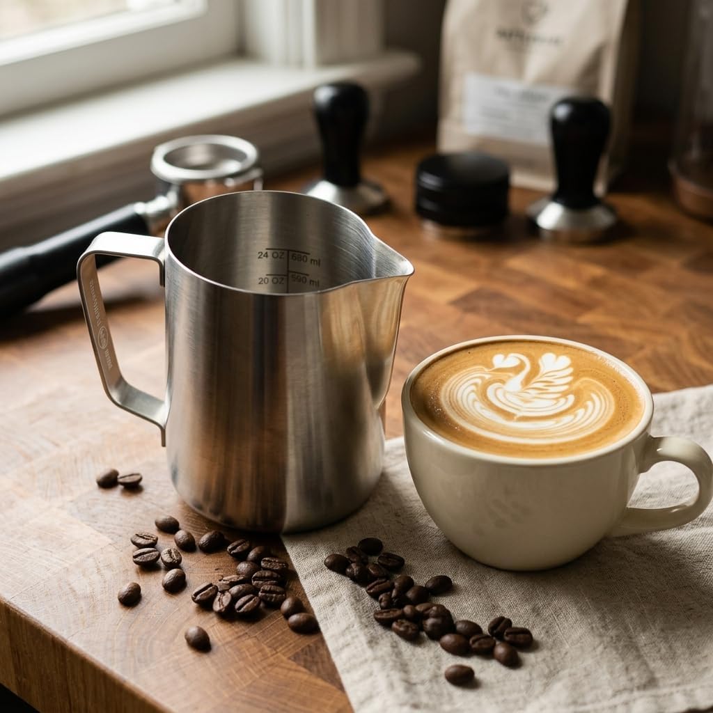 Rattleware 32 Oz Etched Milk Frothing Pitcher Latte Art Espresso Stainless