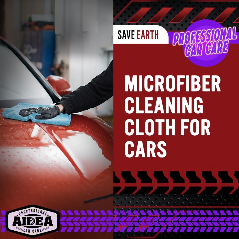 AIDEA Microfiber Cleaning Cloth Blue-50PK,Microfiber Towels for Cars 12×12"
