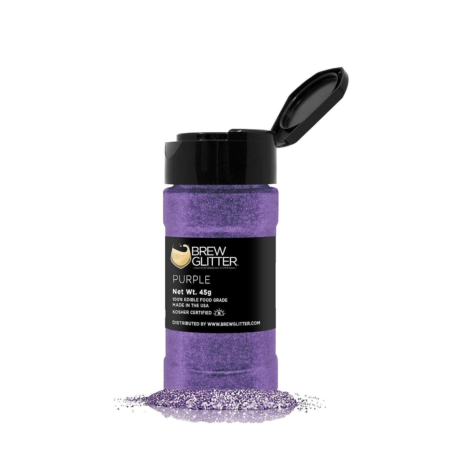 Purple BREW GLITTER Edible Glitter For Drinks, Cocktails, Beer, Garnish Glitter &amp; Beverages | KOSHER &amp; HALAL Certified | 100% Edible &amp; Food Grade | Vegan, Gluten, Nut Free (45g Shaker, Purple)