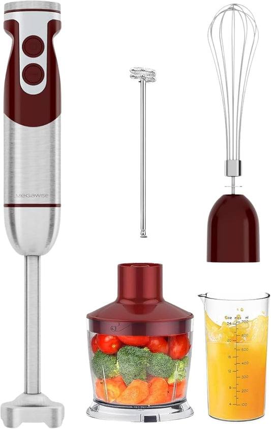 MegaWise Pro Titanium Reinforced 5 in1 Immersion Hand Blender, Powerful with 80% Sharper Blades, 12 Speed Corded Blender,