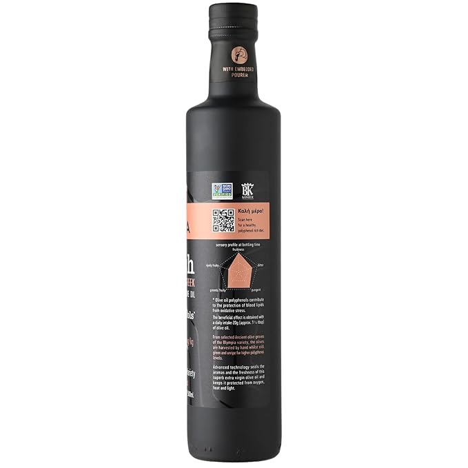 GAEA FRESH Authentic Greek Extra Virgin Olive Oil, 16.9 fl oz (500ml) | Cold Extracted from Ancient Olympia Variety | High Polyphenols (350mg/kg) | First Cold Press, Non-GMO, Product of Greece