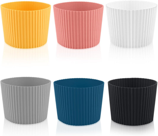 6 Pack Silicone Cup Sleeve Heat Resistant Coffee Cup Protective Sleeve Nonslip Glass Bottle Mug Protector Cover for Home