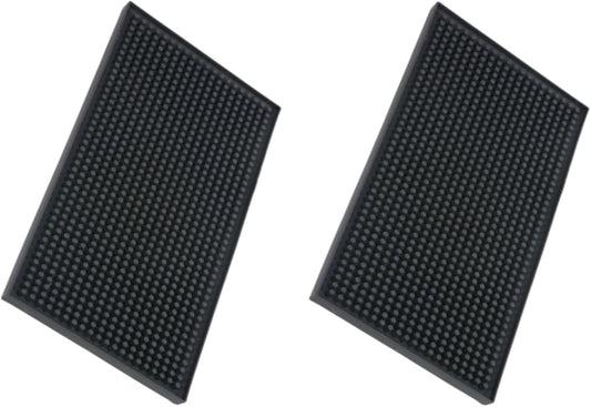 Bar Mats 2PCS 6" x 12" Small Black, Countertop Coffee Mat for Home Bar, Service Spill Mat for Cocktail Bartender Kitchen,