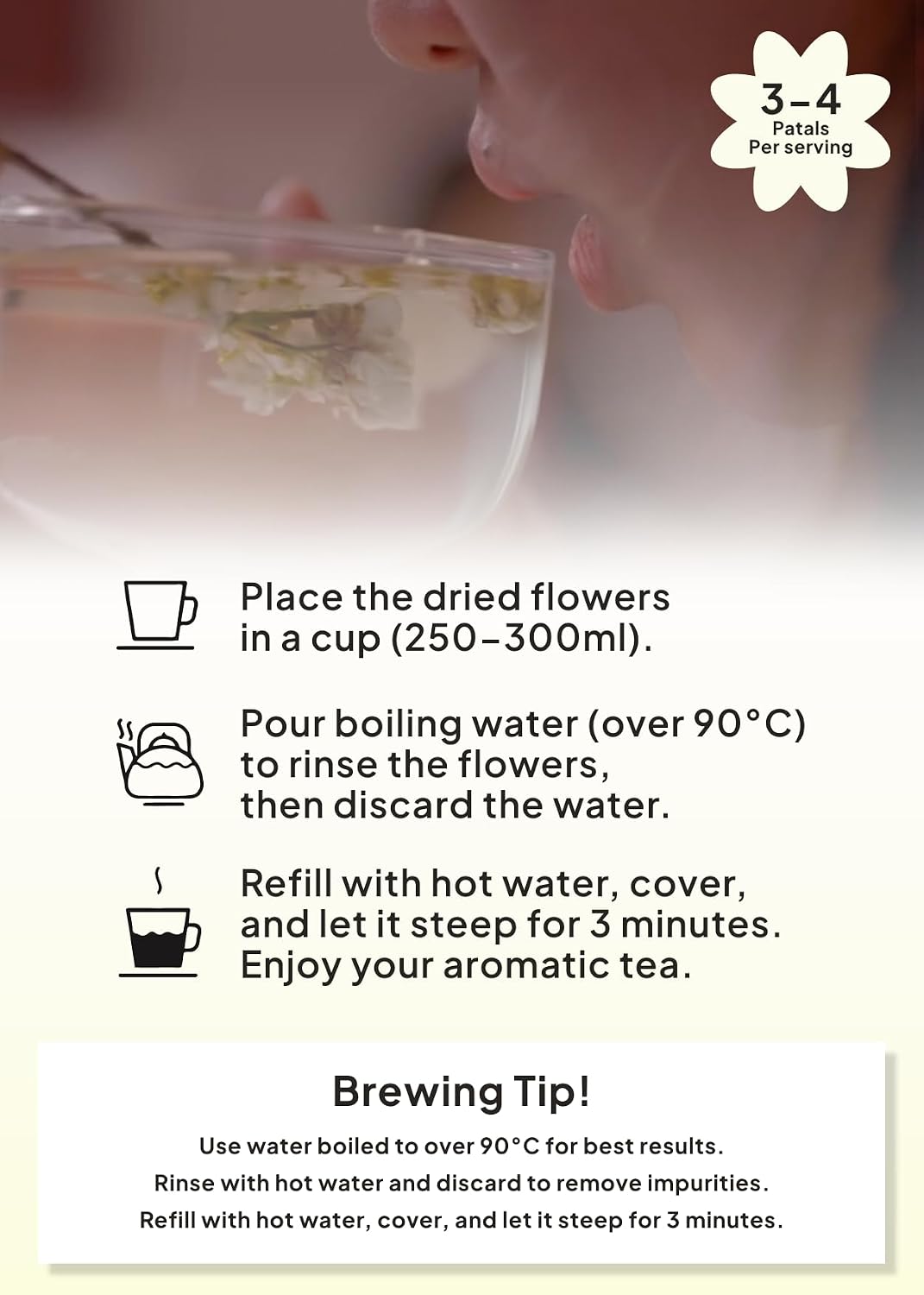 Korean Food KKOKDAM Magnolia Flower Tea, Decaf Floral Blend Sugar Free, 10g | Natural magnolia flower tea with no caffeine, sugar free, zero calories, and made with whole flowers in Korea.