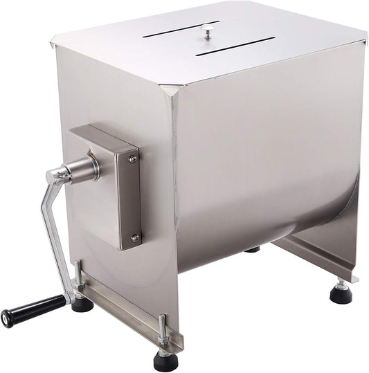 CMI Commercial Stainless Steel Manual Meat Mixers with lid,20Lb/10L Fixed Tank,(Mixing Maximum 15Lb for Meat),Sausage Mixer