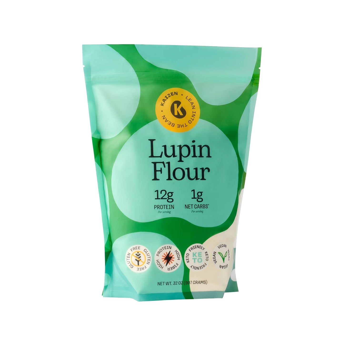 Kaizen Lupin Flour 2lbs, 12g Protein, 1g Net Carb, Keto, Gluten-Free Baking | High Fiber Ground Lupini Bean Flour, Low Carb, Low-Glycemic, Keto-Friendly, Plant-Based, Soy-Free, Non-GMO, Vegan