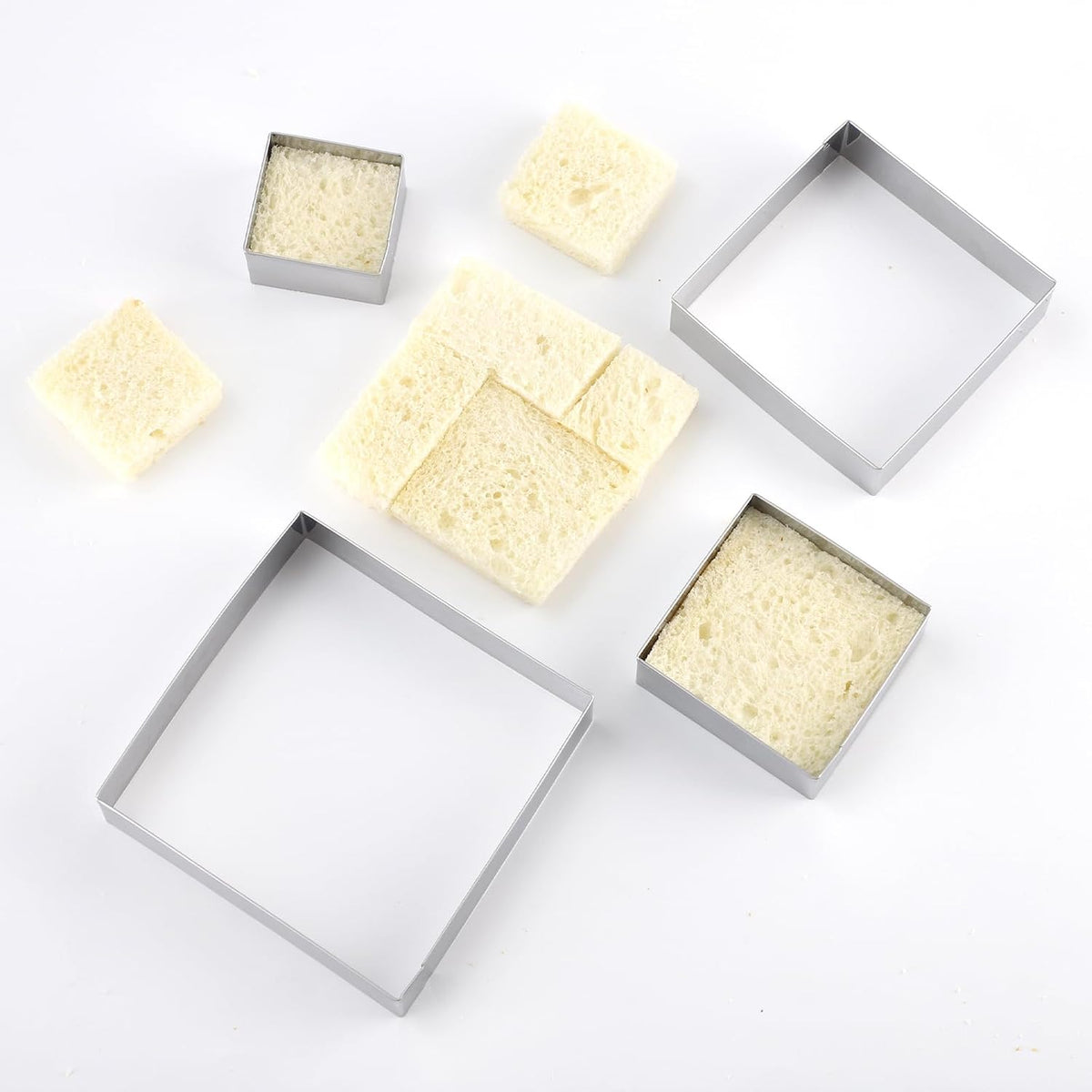 Square Cookie Cutter ANCKNE Stainless Steel Rectangle Biscuit Molds Square Pastry Molds Fondant Cake Cookie Cutter Set 1 Inch Depth