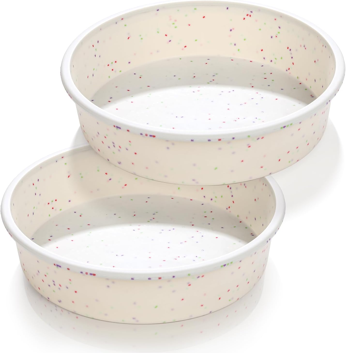 Vinino 8 Inch Silicone Round Cake Pan with Metal Reinforced Frame Set of 2, Nonstick Silicone Spring