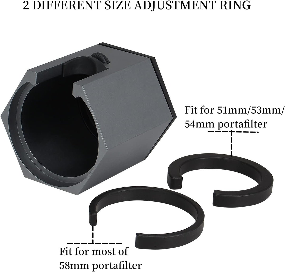 DIBTSA Coffee Portafilter Holder,Espresso Tamping Station Aluminum Alloy Espresso Portafilter Stand for Most 51mm, 53mm, 54mm, 58mm Coffee Portafilter (Hexagon,Grey)