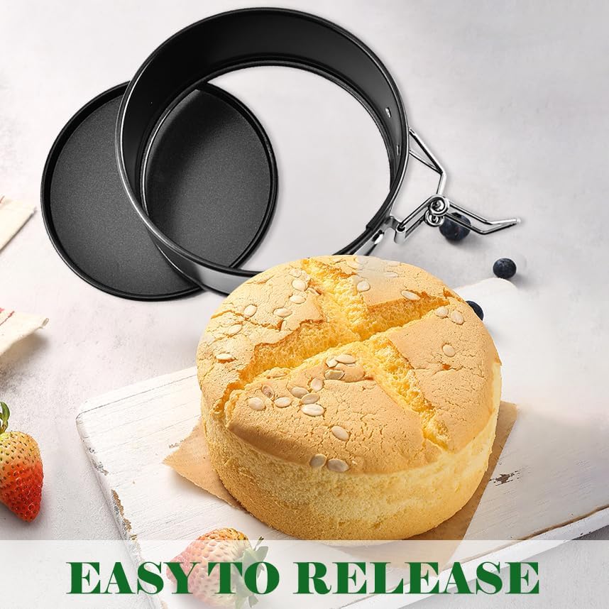 4 Pack Small Springform Cheesecakes Pan 4 Inch Mini 50Pcs Parchment Paper | Carbon Steel Cake Round Tins Leakproof Nonstick Removable Bottom Bakeware for Pie Pizzas and Quiches Baking Mold Set