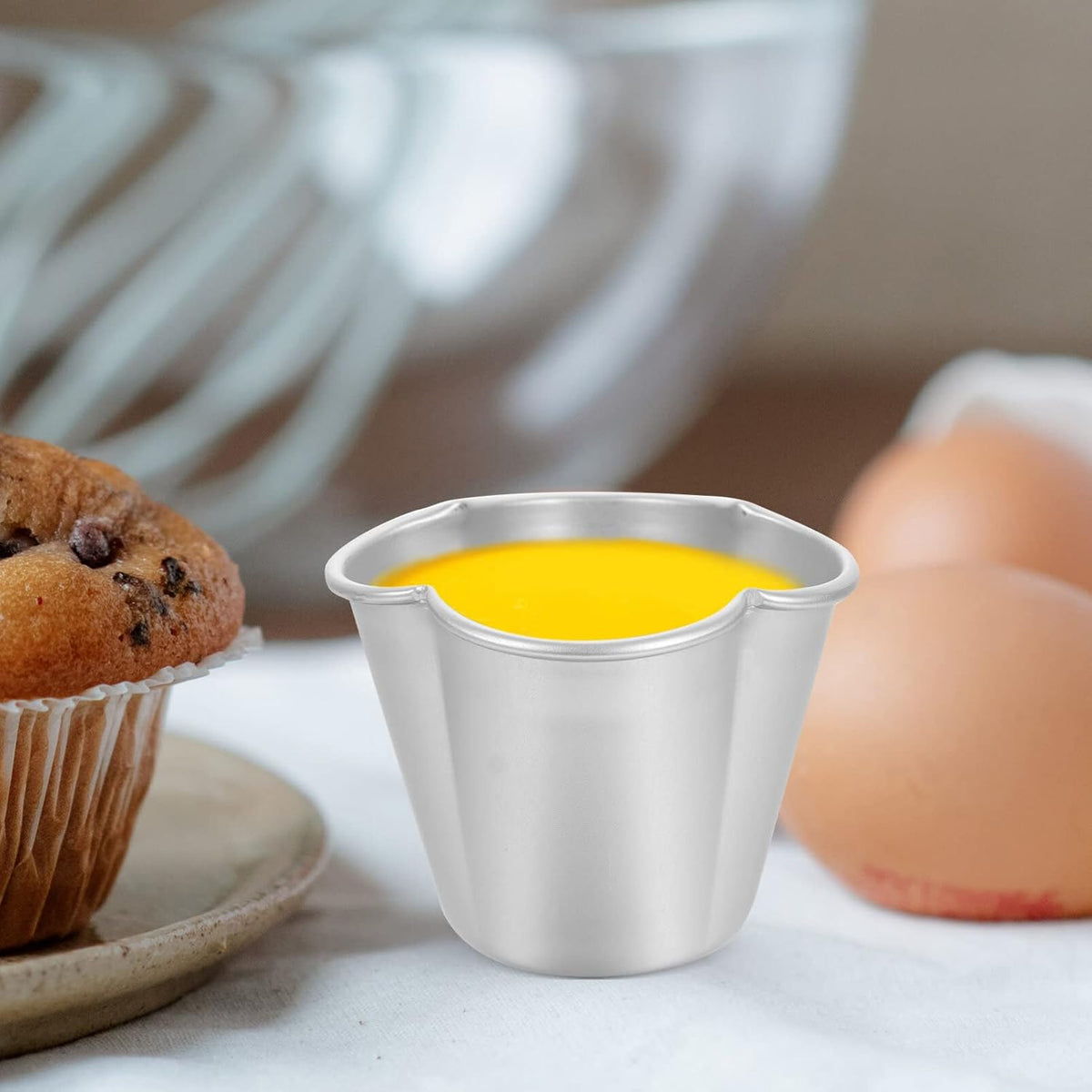 SHERCHPRY 6Pcs Pudding Molds Aluminum Baking Cups Cupcake Mould Muffin Tin Nonstick Pudding Pan Egg Tart Molds Baking Tool for Kitchen Mini Pie Tins