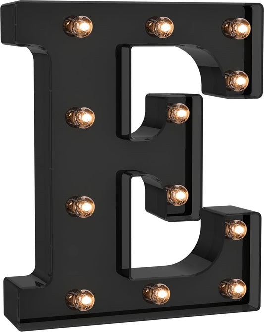 Foaky Black LED Letter Lights for Room Decor - Bedroom Wall Decor, Alphabet Lights for Home, Wedding, Party - Battery