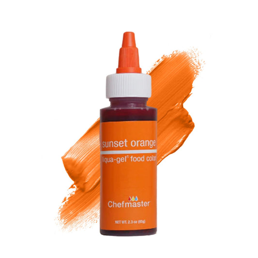 Chefmaster Sunset Orange Liqua-Gel® Food Coloring | Vibrant Color | Professional-Grade Dye for Icing, Frosting, Fondant | Baking &amp; Decorating | Fade-Resistant | Easy-to-Use | Made in USA | 2.3 oz