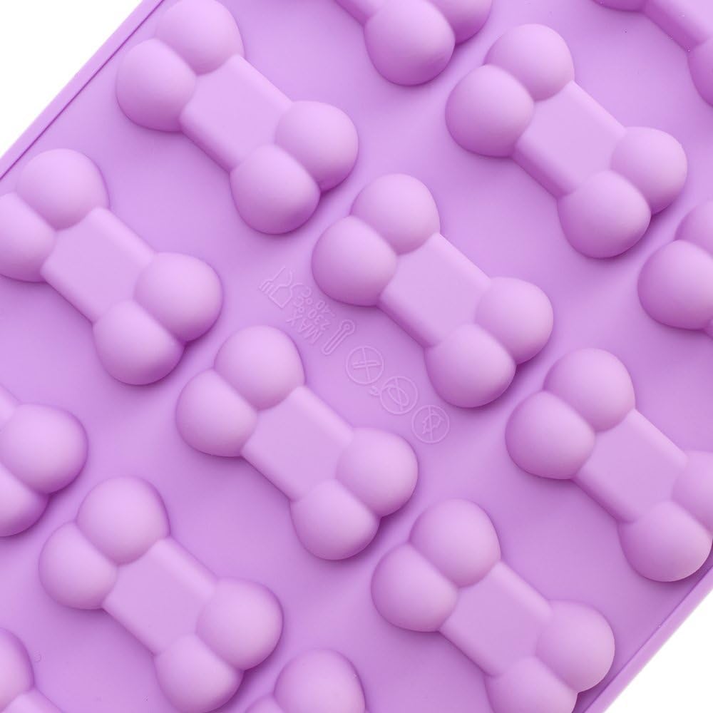 homEdge Jumbo Puppy Dog Paw (6 Cavity) and Bone Molds, Non-Stick Food Grade Silicone Dog Treats Molds for Chocolate, Candy, Jelly, Ice Cube (Set of 4PCS)