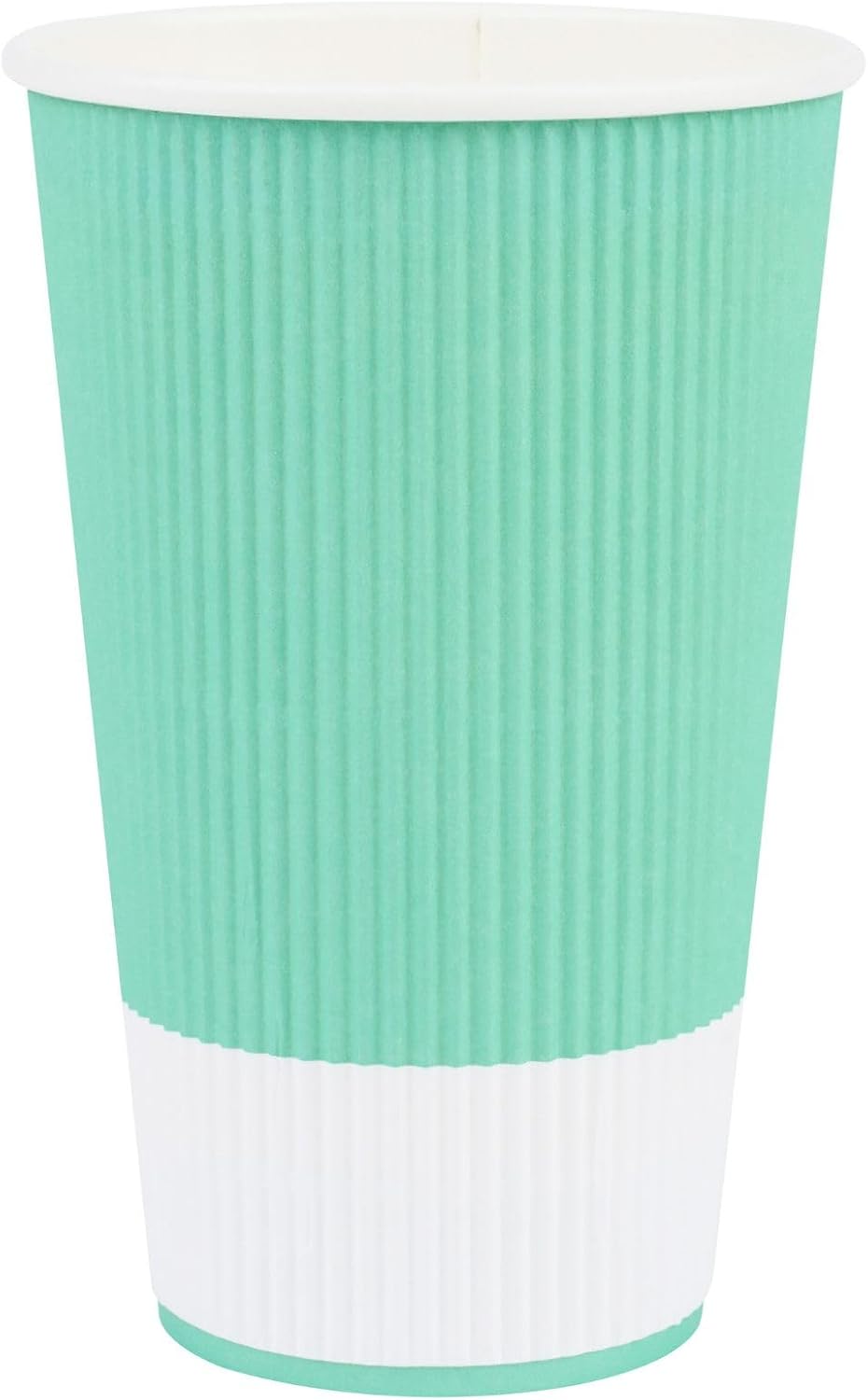 Restaurantware Ripple Wall Coffee Cup 500 Count 16 Ounce Insulated Hot Beverage Cup Disposable Non-Slip 16 Oz For Coffee Shops, Cafes, Bakeries, Light Green