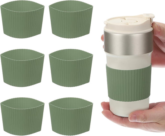 uxcell 6Pack Coffee Cup Sleeves, Reusable Silicone Heat Resistant Cup Protective Sleeve Nonslip Mug Protector Cover for Home