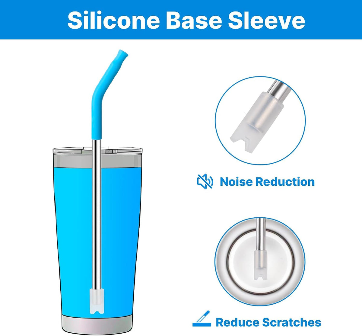 Stainless Steel Straws for 20 oz YETI Tumbler, 4 Pcs Metal Straws