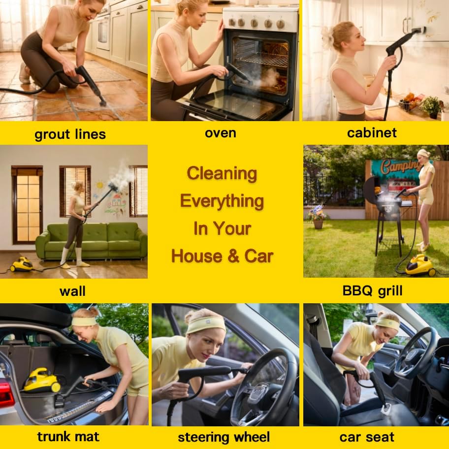 STEAMBOT® Heavy Duty Steam Cleaner for Home, 2L Tank Extended 20.3 ft Reach