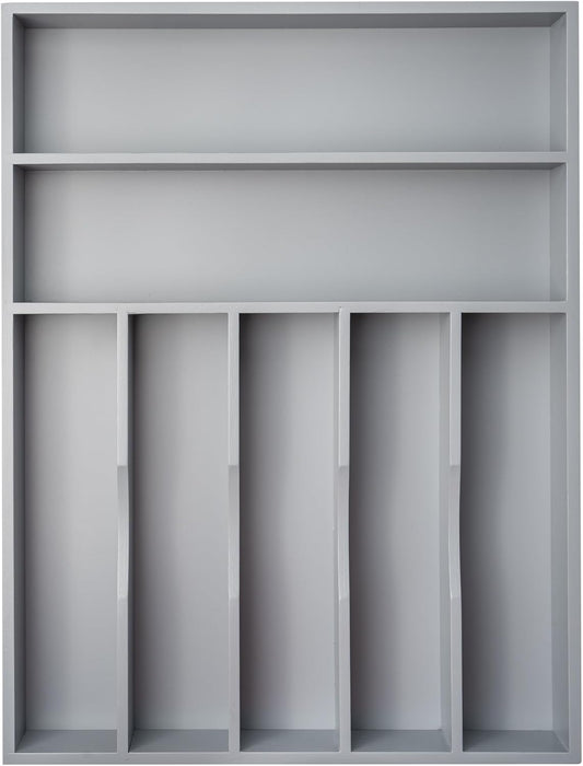 Silverware Organizer 13 Inch Gray Bamboo Kitchen Drawer Organizer 7 Slots Utensil Organizer Silverware Holder Cutlery