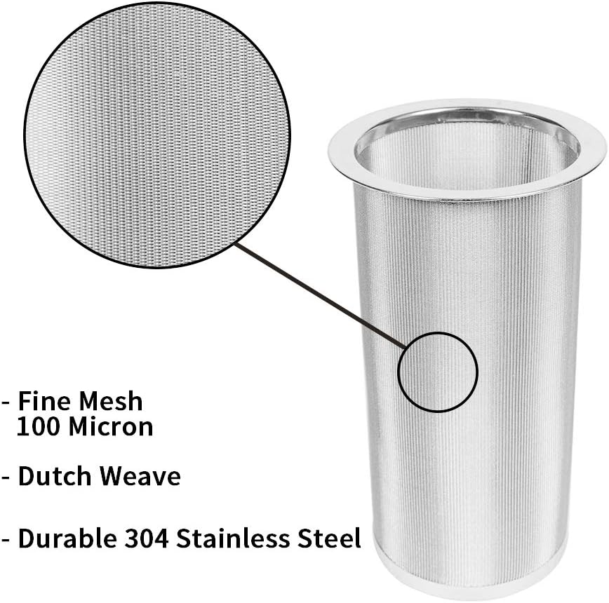 Cold Brew Coffee Maker Filter for 1Quart/32ounce Wide Mouth Mason Jar-Iced Coffee&amp;Tea&amp;Fruit Maker-Food grade 304 Stainless Steel coffee Filter-Free silicone seal gasket&amp;Coffee Scoop.(Jar NOT Included)