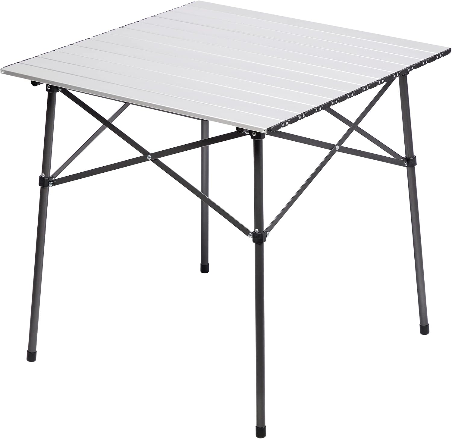 Portal Lightweight Aluminum Folding Square Table Roll Up Top 4 People Table | Portable Outdoor Design; Durable Construct