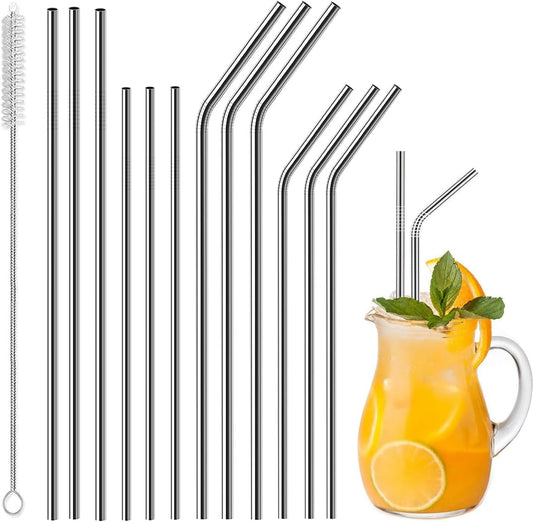 Vinaco 12 Pack 0.24" Wide Reusable Stainless Steel metal Straws