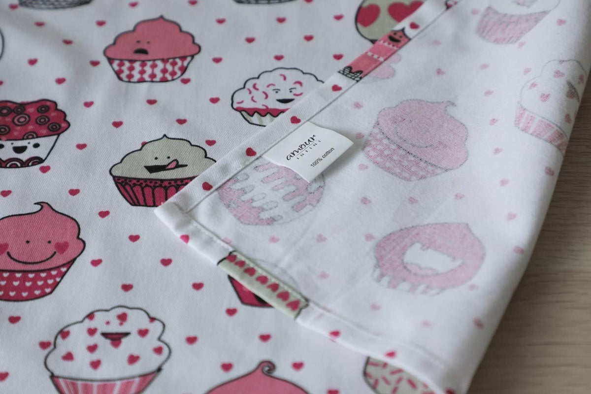 AMOUR INFINI Cotton Aprons for Women with Pocket, Adjustable Strap & Waist Ties - Printed Aprons for Baking, Cooking, Gardening (27.5 x 33 Inches)