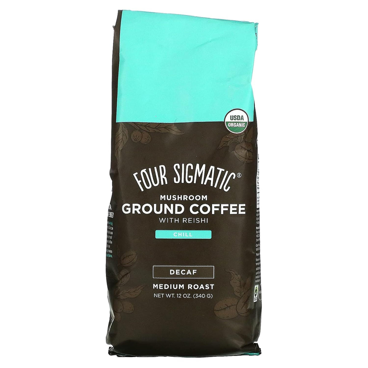 Four Sigmatic Calm Organic Decaf Ground Coffee | Swiss Water Decaf Coffee with Chaga &amp; Reishi Mushroom Extracts | 10oz Bag