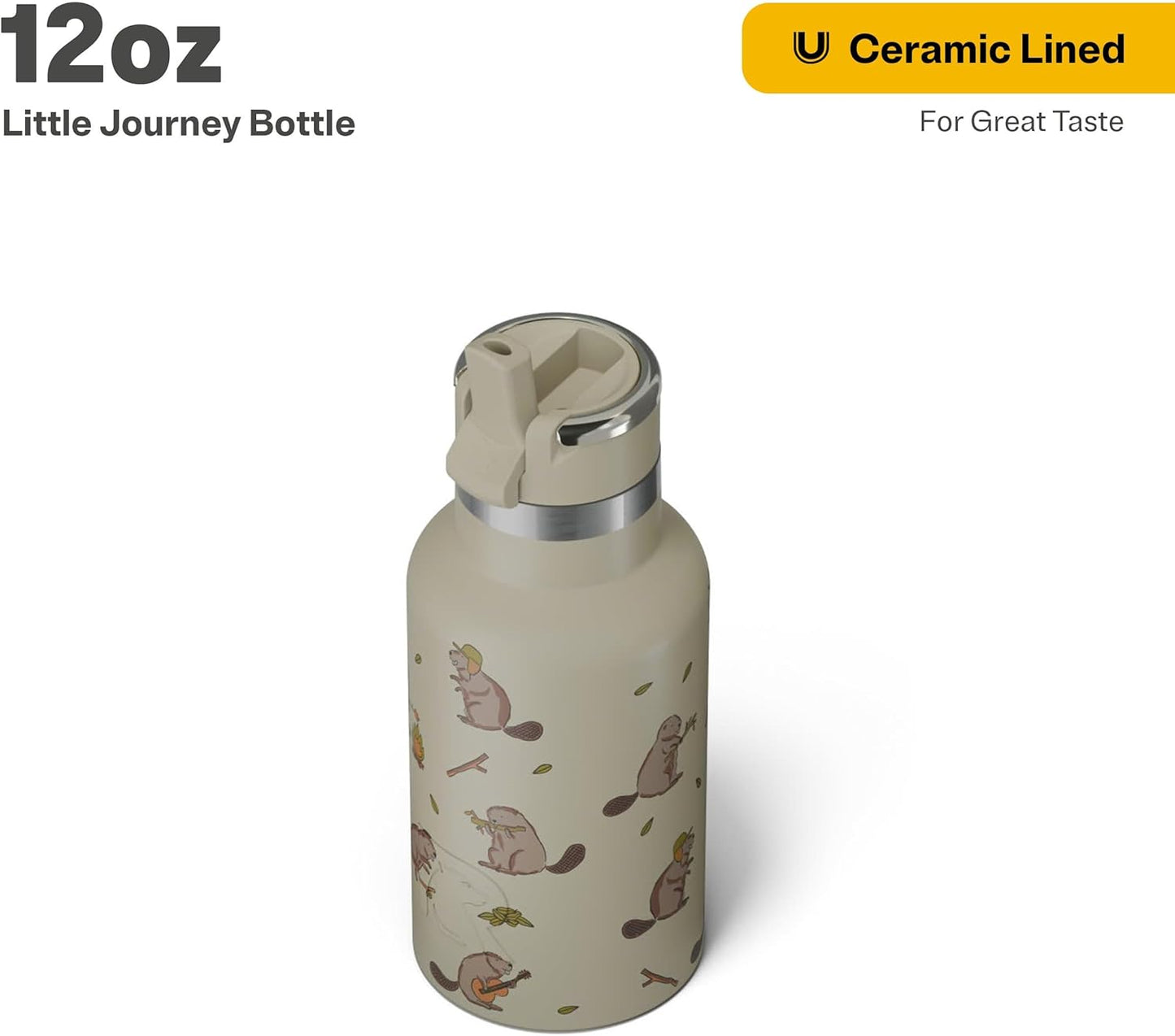 Rtic Little Journey Bottle with Straw, Insulated, Stainless Steel, Metal, Double Wall Vacuum-Insulation, Ceramic-Lined, Leak-Proof Lid