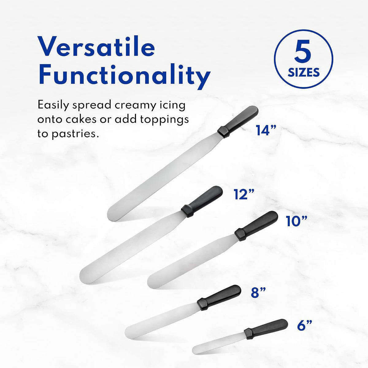New Star Foodservice Straight Icing Spatula, 6 Inch Blade, 11 Inch Overall, Bakery-Grade Stainless Steel Cake Decorating Spatula for Frosting