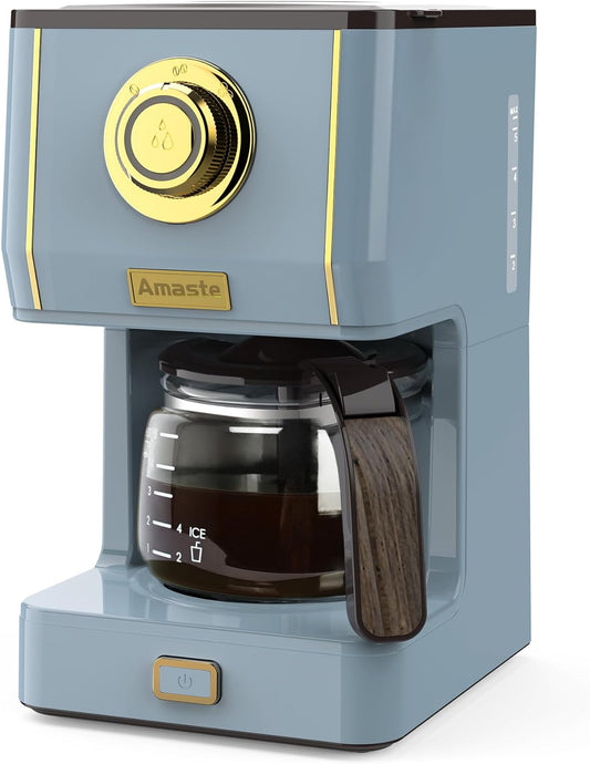 Amaste Coffee Maker, 5 Cup Coffee Pot with Three Brewing Modes, Retro Coffee Maker with Glass Carafe & Reusable Coffee