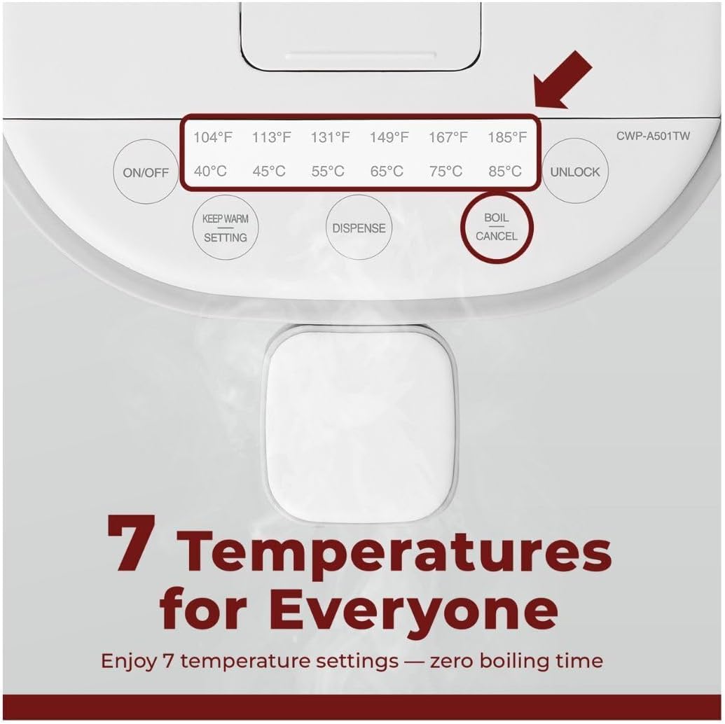CUCKOO 5L Hot Water Dispenser and Warmer, Stainless Steel, CWP-A501TW | Auto Dispense, Boil-Dry Protection, Insulated Construction