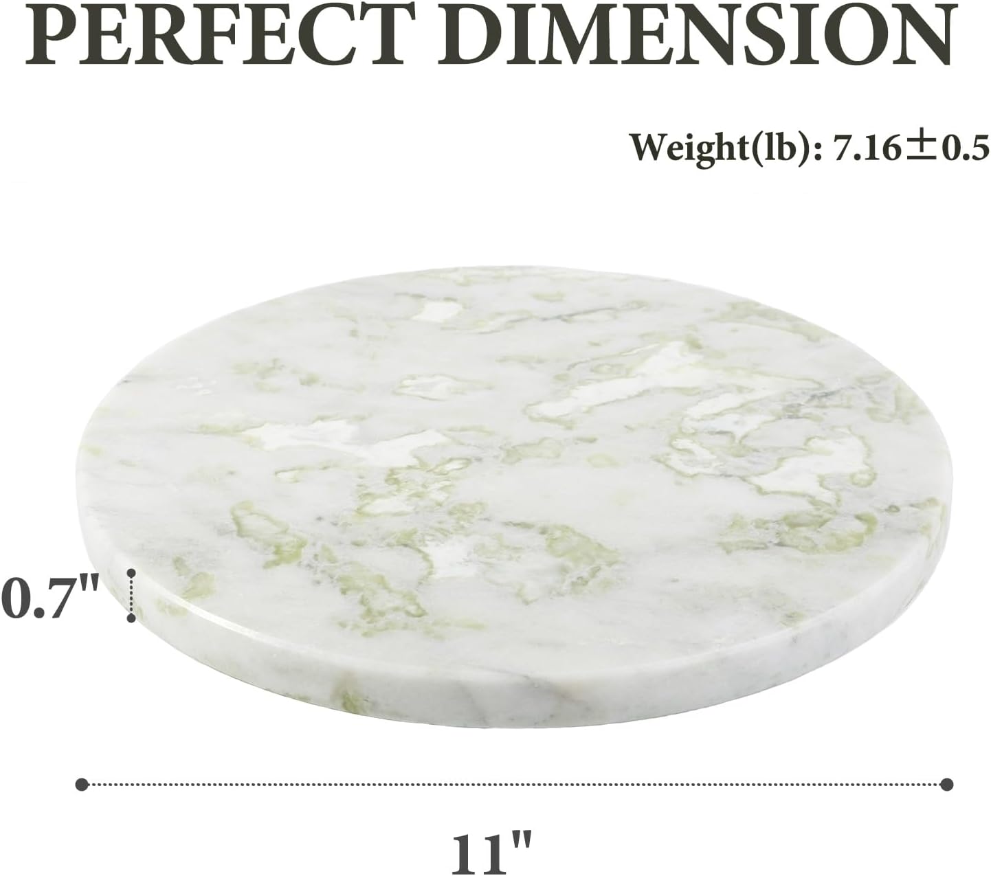 Koville African Natural Marble Cutting Board for Kitchen, 11inch Round Hand Crafted Marble Slab for Cheese, Charcuterie, Pastry Board - Wedding Gift, House Warming Gift(Bianco Palomino)