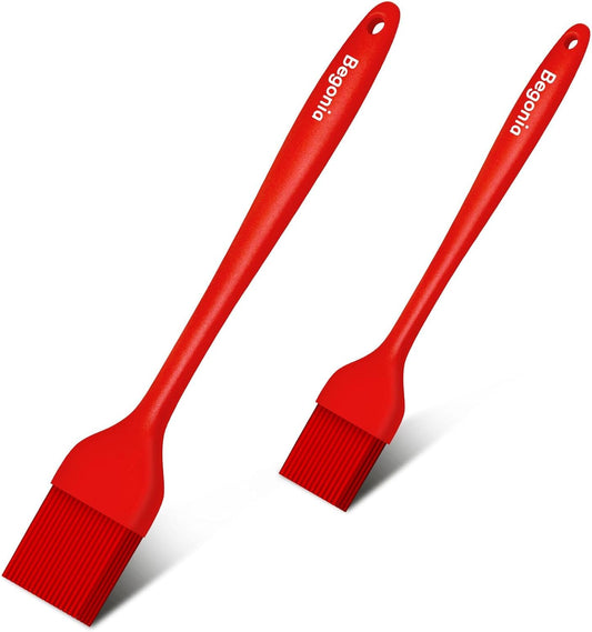 Begonia Silicone Basting Pastry Brush-2pcs Heat Resistant Cooking Brush for Oil, Sauce, Butter, BBQ, Grill and Marinade, BPA