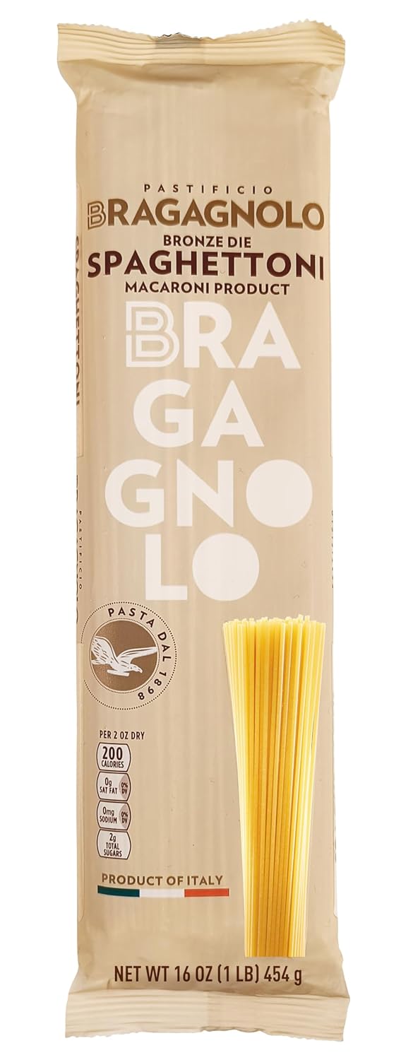 Pastificio Bragagnolo, Spaghettoni 805 Bronze-Drawn, 100% Italian Pasta, Made with Durum Wheat Semolina Flour, Non GMO (1 Pound Bag)