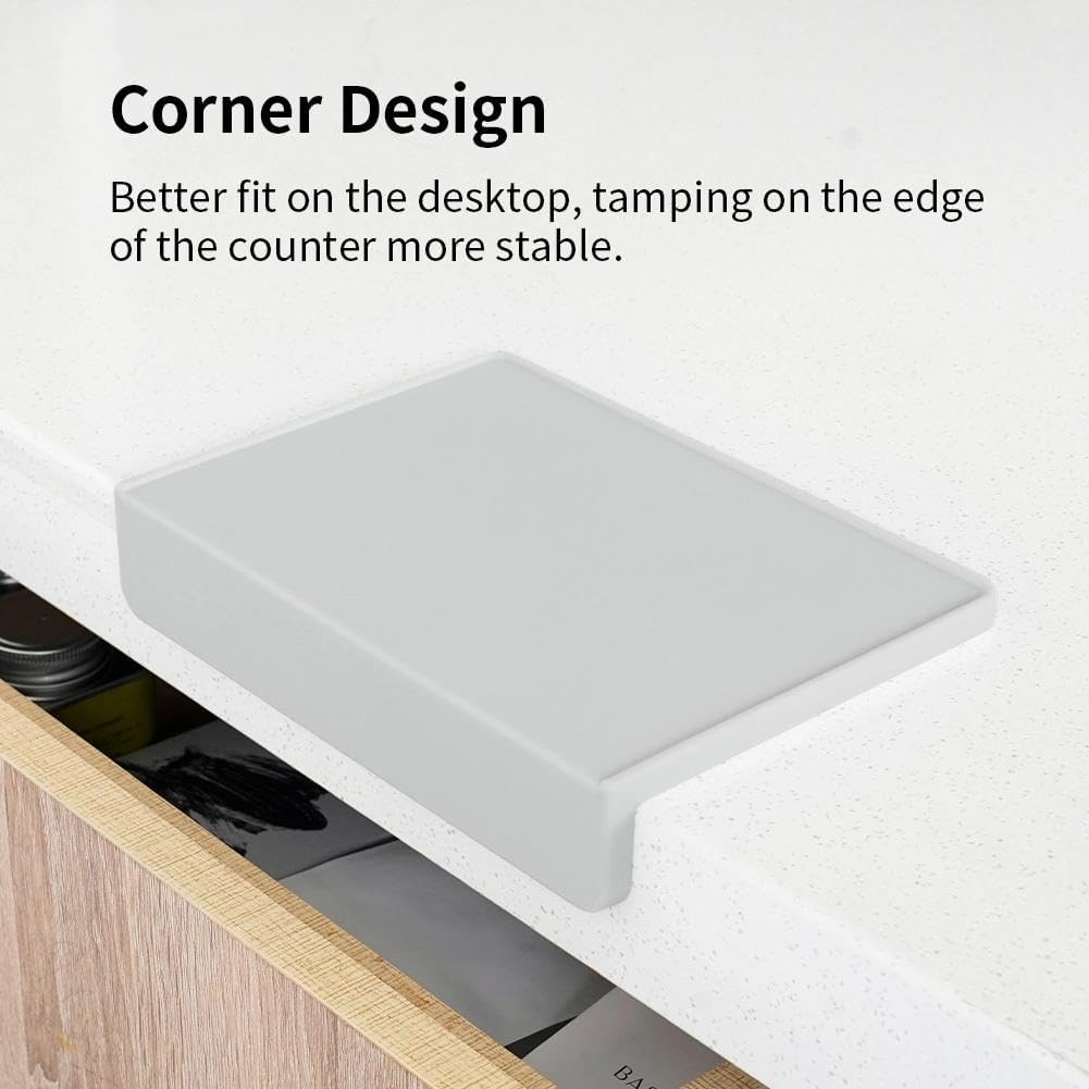 watchget Espresso Tamping Mat,Silicone Portafilter Pad for Counter | Ultra Thick,Waterproof and Heat Resistant,Non-Slip Corner Tamper Mat,Barista Espresso Machine Accessory,8"x6", Light Grey
