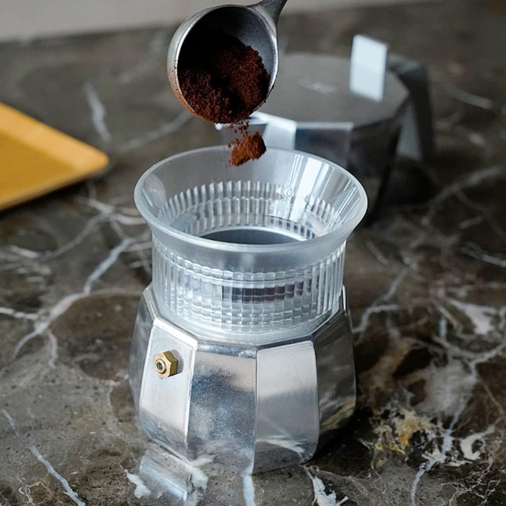 watchget 60mm Moka Pot Dosing Funnel &amp; Distributor for 6 Cup Moka Pot,Black | Precise Volume Control, Anti-Spill, Perfect Extraction, Espresso Distribution Tool for Italian Moka Pot Dosing Ring