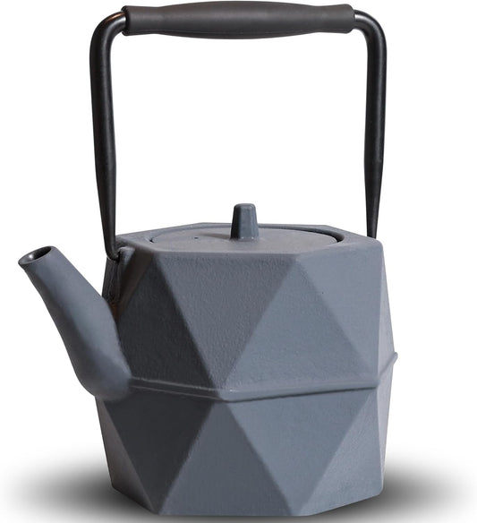 Cast Iron Teapot, 35oz Tea Kettle Stovetop Safe with Infuser for Tea Coffee, Japanese Minimalist Diamond Pattern Tea Pot