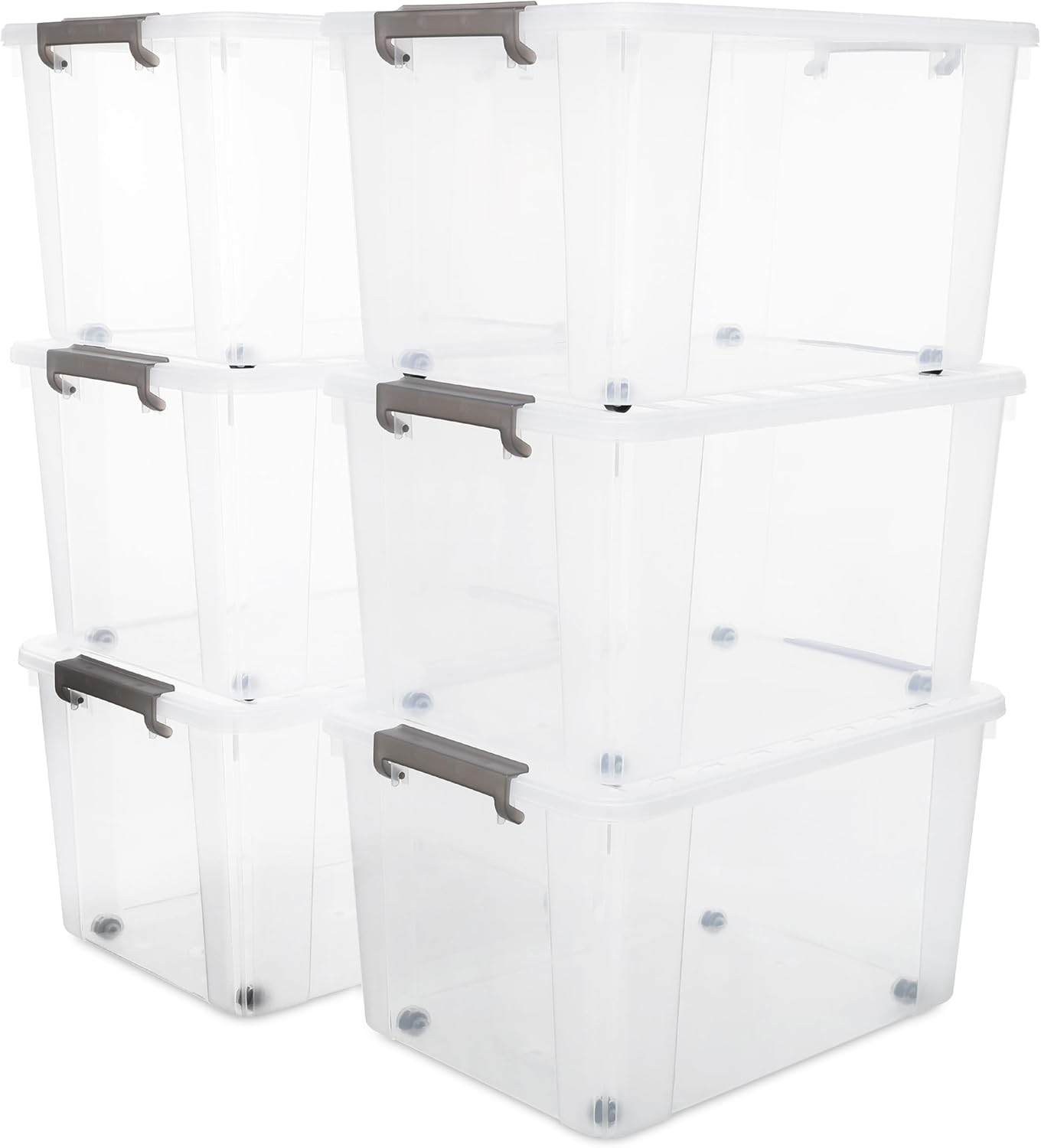 Citylife 6 Packs 69 QT Plastic Storage Bins with Lids Large Stackable Storage Containers for Organiz