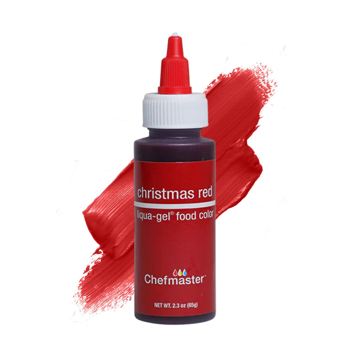 Chefmaster Xmas Red Liqua-Gel® Food Coloring | Vibrant Color | Professional-Grade Dye for Icing, Frosting, Fondant | Baking &amp; Decorating | Fade-Resistant | Easy-to-Use | Made in USA | 2.3 oz