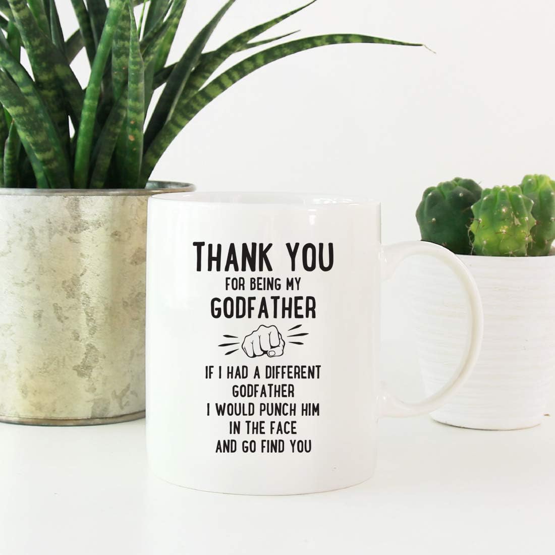 Andaz Press Funny Family 11oz. Coffee Mug Gift, Thank You for Being My Godfather, Punch in Face, 1-Pack, Christmas Birthday Drinking Cup Present Ideas