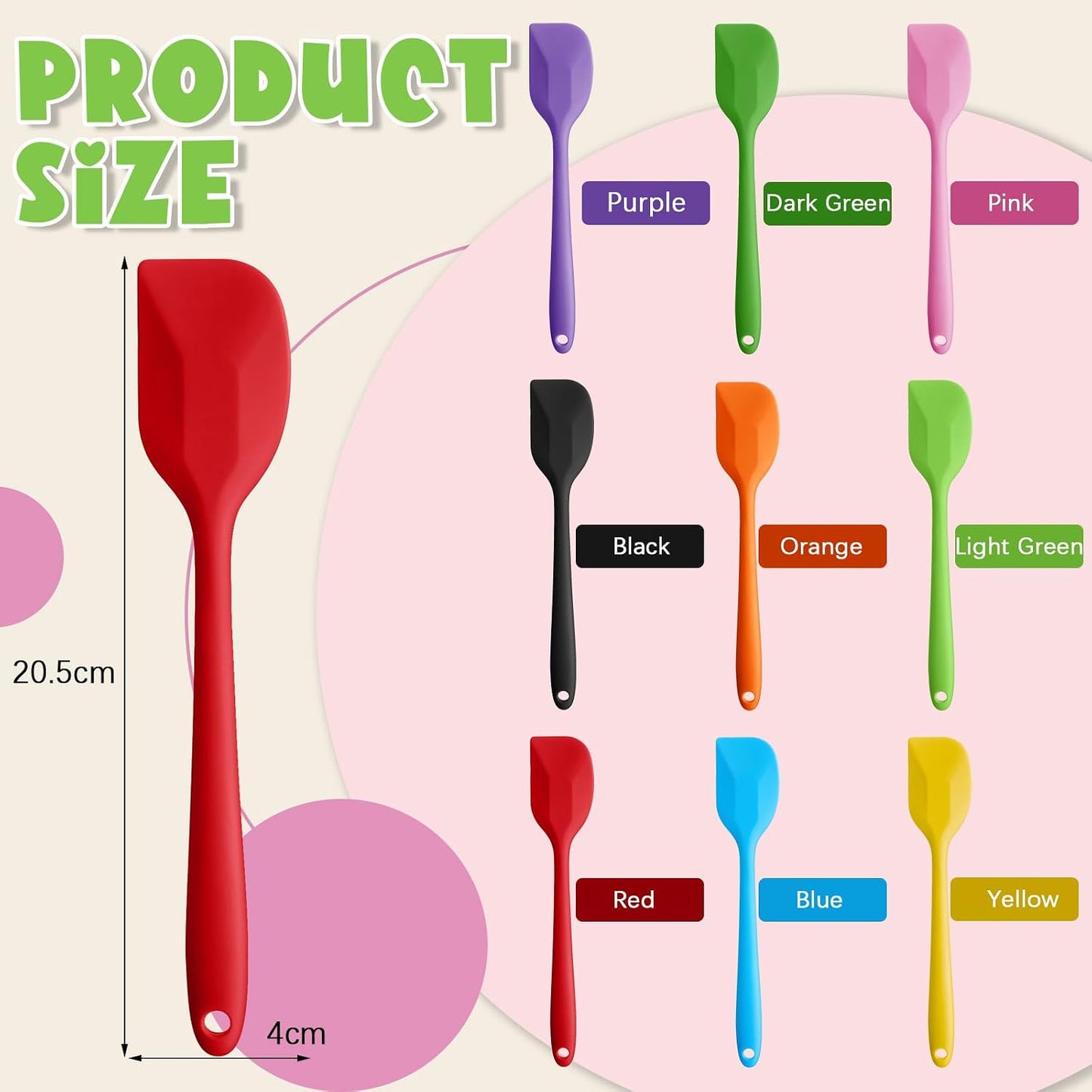 Hsei 54 Pcs Silicone Spatulas Set 9 Colors, Heat Resistant, Kitchen
