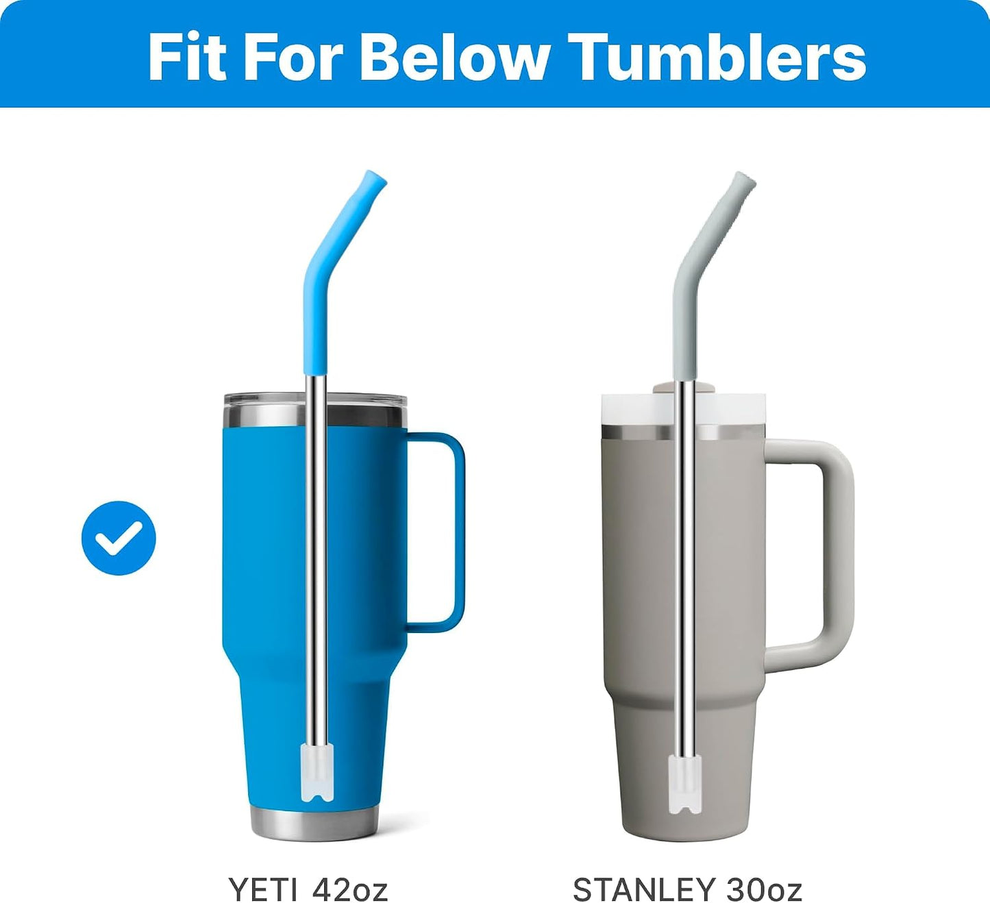 Stainless Steel Straws for 42 oz YETI Tumbler, 4 Pcs Metal Straws