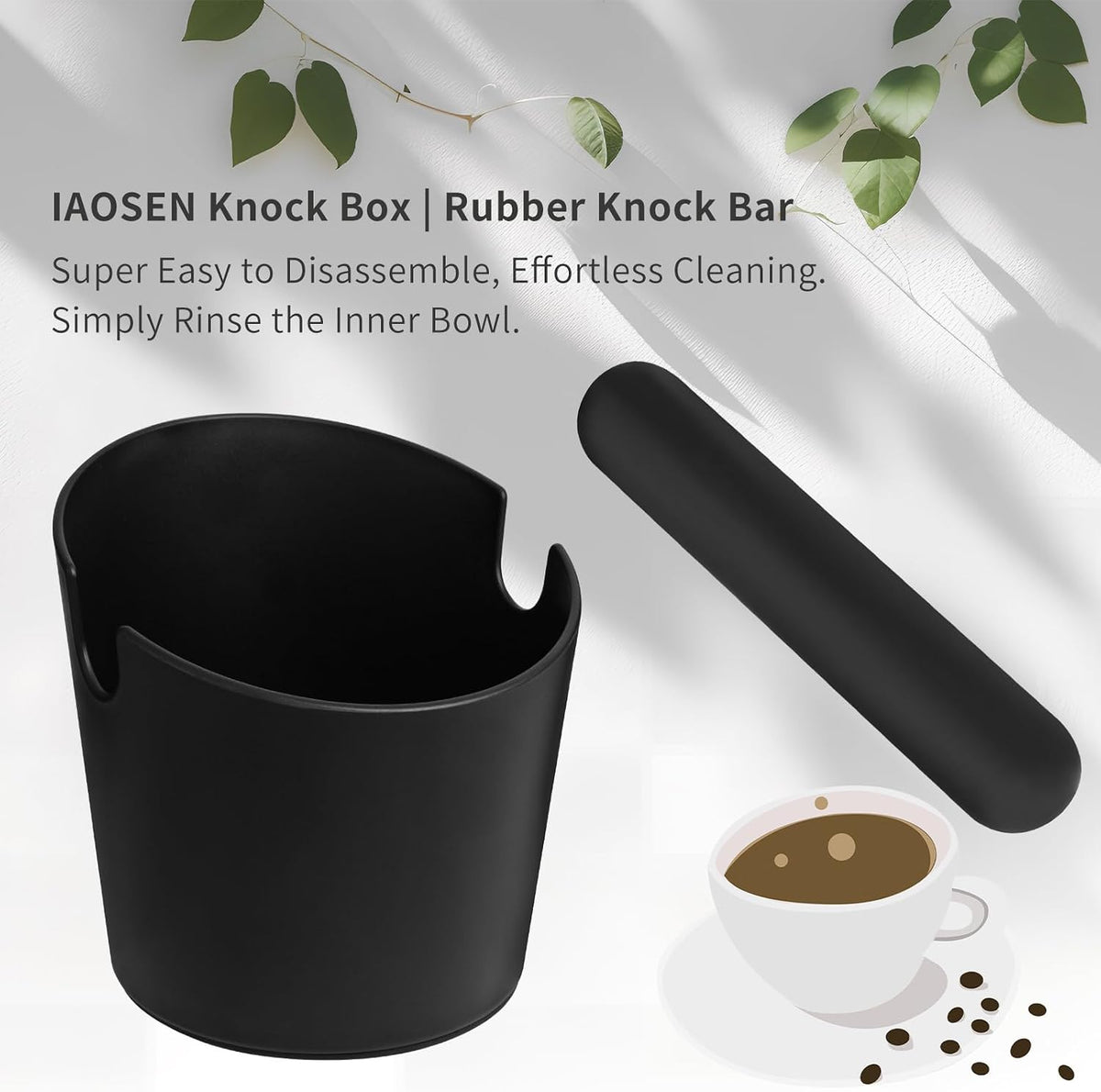 IAOSEN 5 Inch Espresso Knock Box